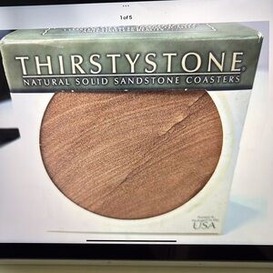 Thirstystone Cork-Backed Stone Coasters Set 4 Brown And Tan NWOT no Box